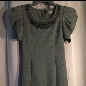Gray puff sleeve bodycon dress